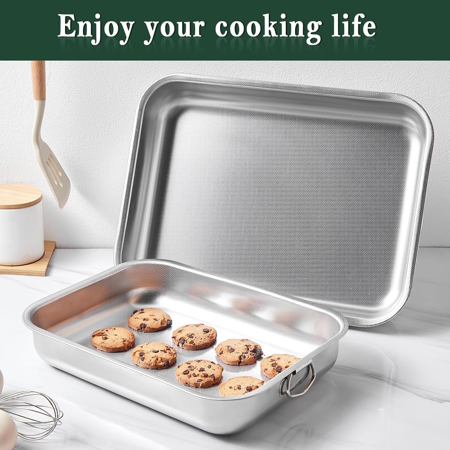 ROSSETTO - Plat à four inox set 4 pièces, poignées, texture nid d'abeille, rectangulaire