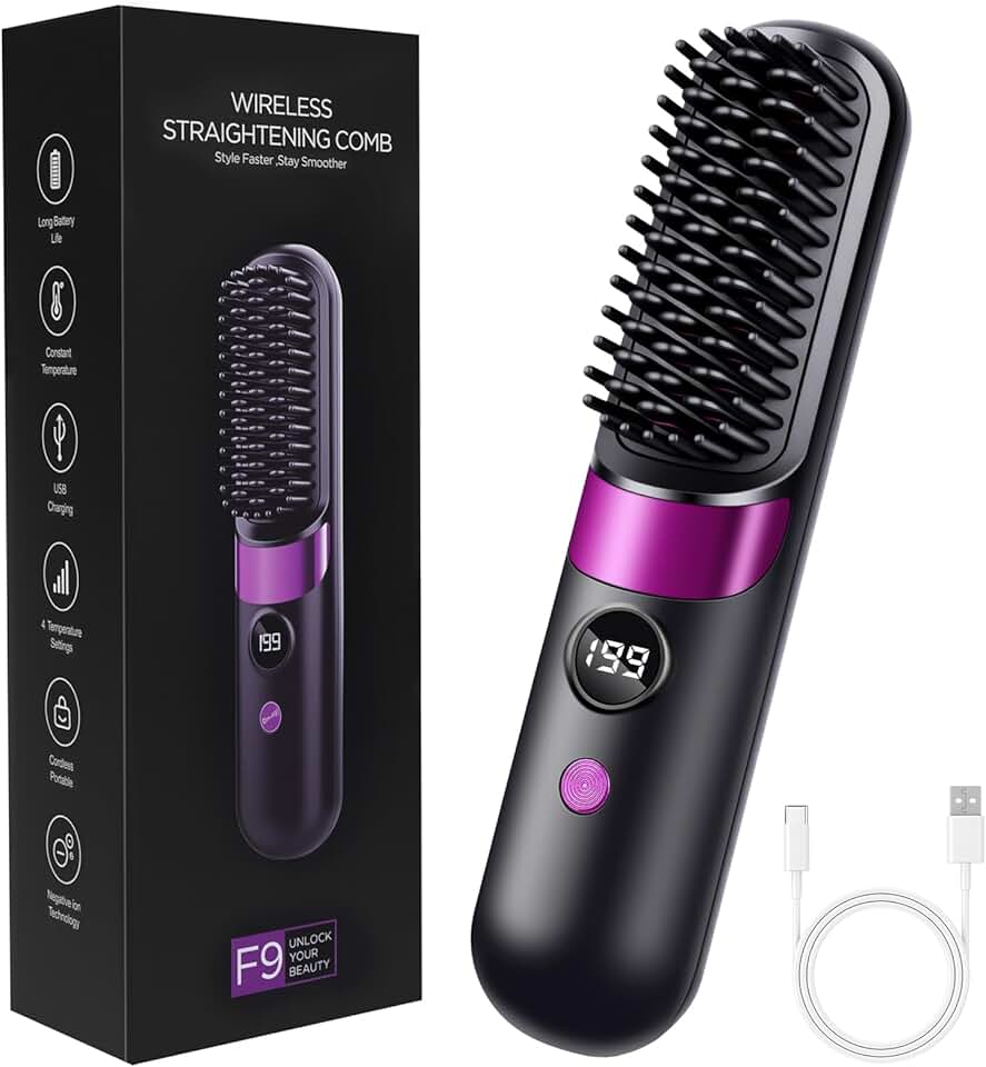 LOPHE - Brosse lissante sans fil - écran LED, 4 températures, 3600mAh