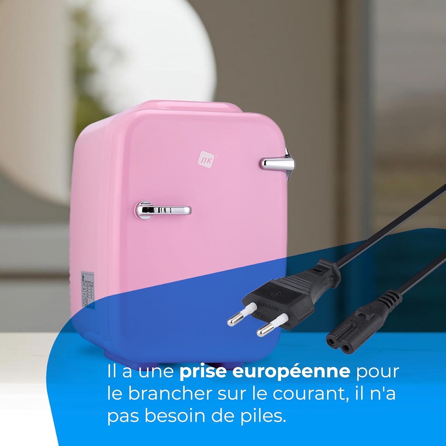 NK - Mini réfrigérateur 4L - portable, froid/chaud, 12V/220V, rose