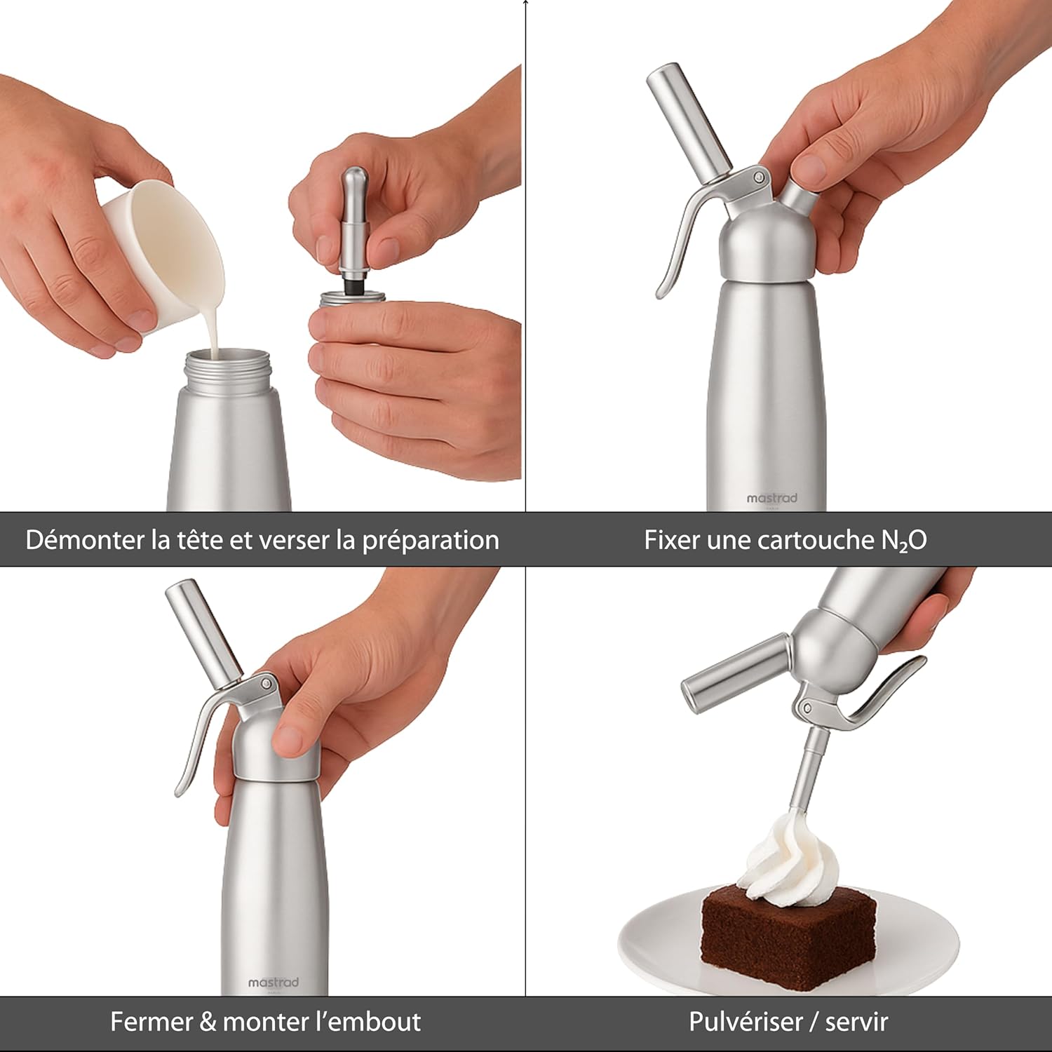 Mastrad - cartouches N₂O acier 8g - lot de 10, recyclables, universelles