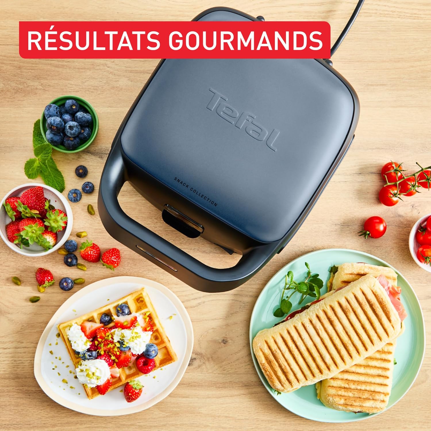 Tefal - Snack Collection - gaufrier multifonction, 20 plaques, recettes sucrées/salées - SW8674F0