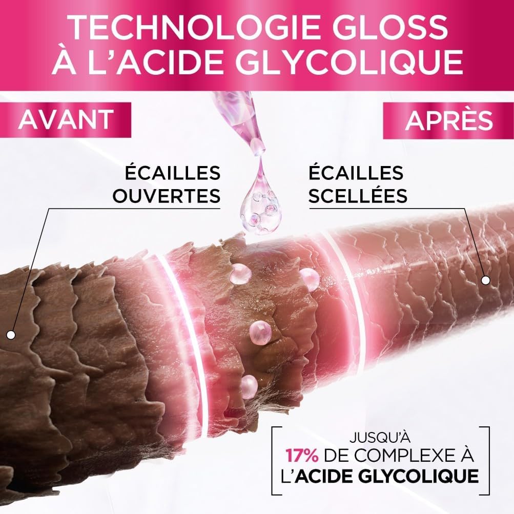 L'Oréal Paris - Elseve Glycolic Gloss - Routine cheveux ternes - sans sulfates - pack 3 soins