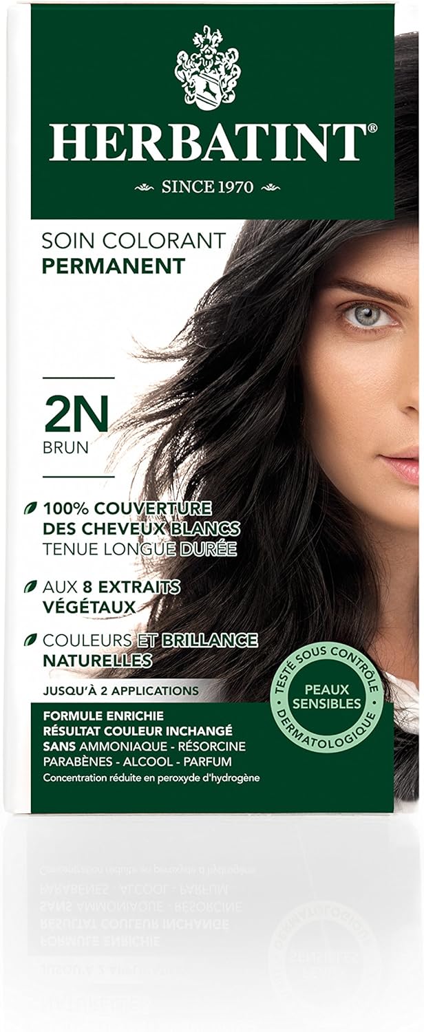 Herbatint - soin colorant permanent 150ml - sans ammoniaque, 100% couverture, testé pour peaux sensibles - 2N