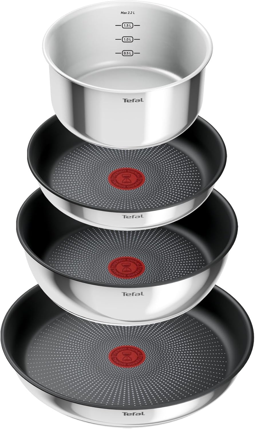 Tefal - Ingenio Emotion - batterie 8 pièces, inox, induction, poignée amovible, L8979804