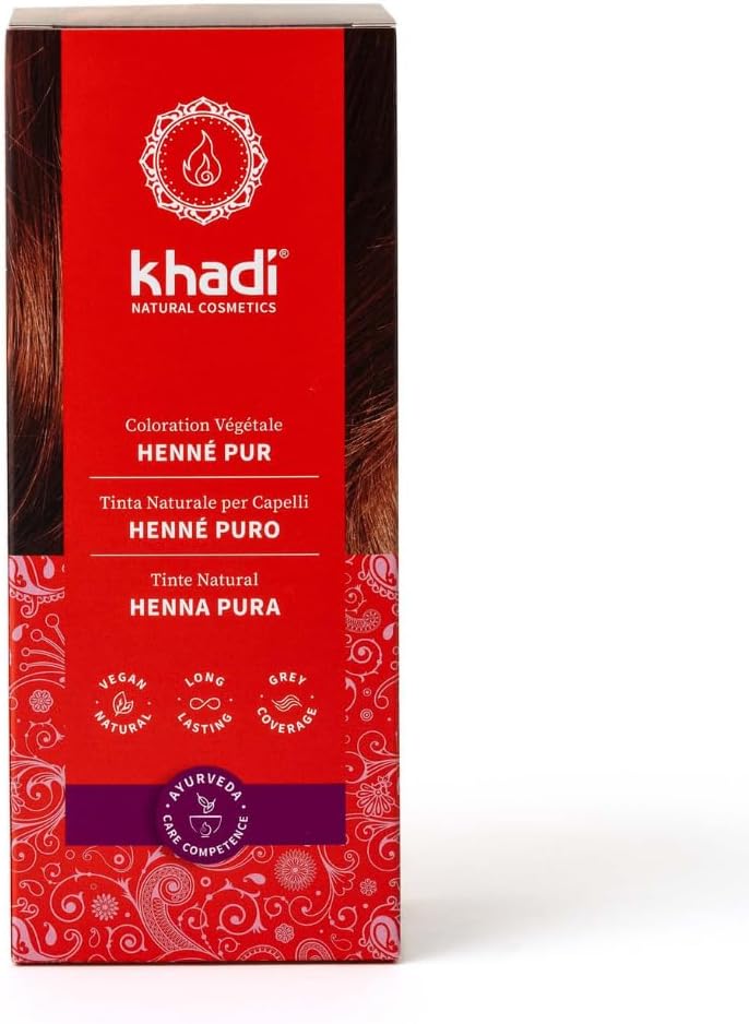 Khadi - Henné Pur - 100 g - coloration cheveux rouge intense, 100 % végétale
