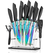 D.Perlla Couteau de Cuisines, 16 Pièces Arc en Ciel Couteau à Placage de Titane, Pas de Rouille, ...
