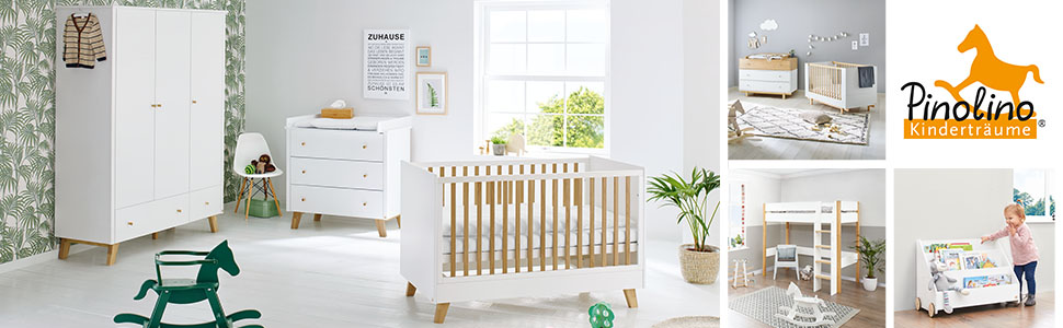 Pinolino Kinderträume Meubles pour chambre d'enfant Lit d'enfant Commode à langer Armoire Lit mezzanine en bois