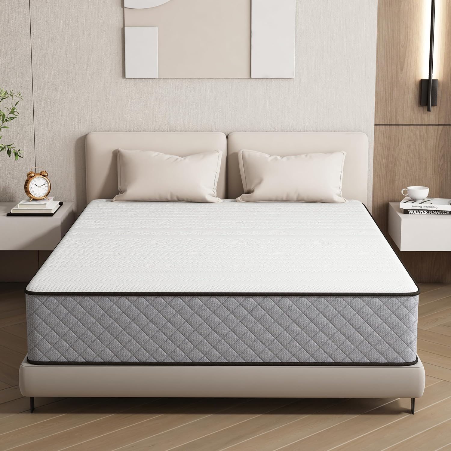 Matelas double - ressorts ensachés, mémoire de forme, 160x190x25 cm, soutien H3