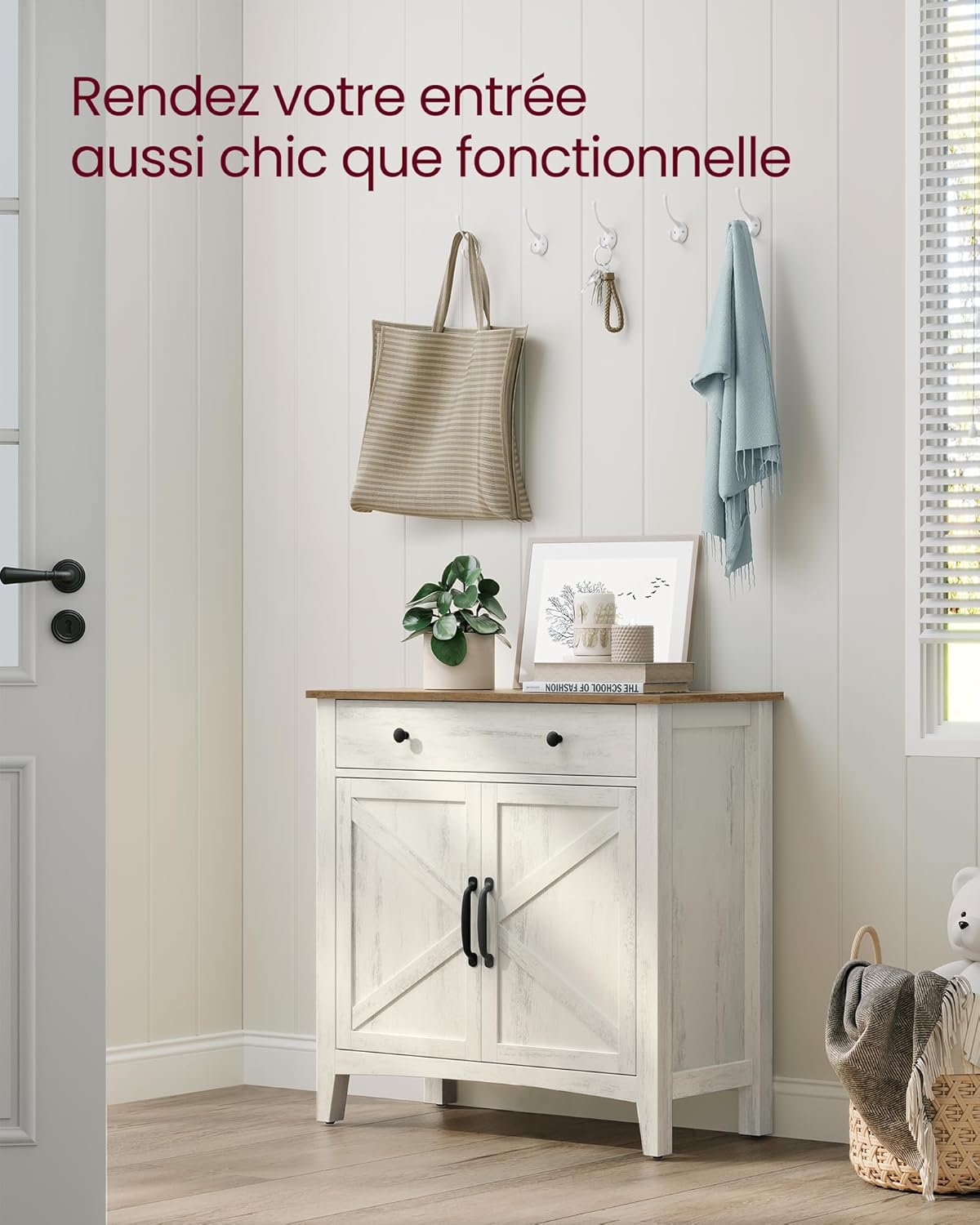 VASAGLE - Buffet rustique 80x40x80 cm, tiroir, étagère réglable BBK341W01