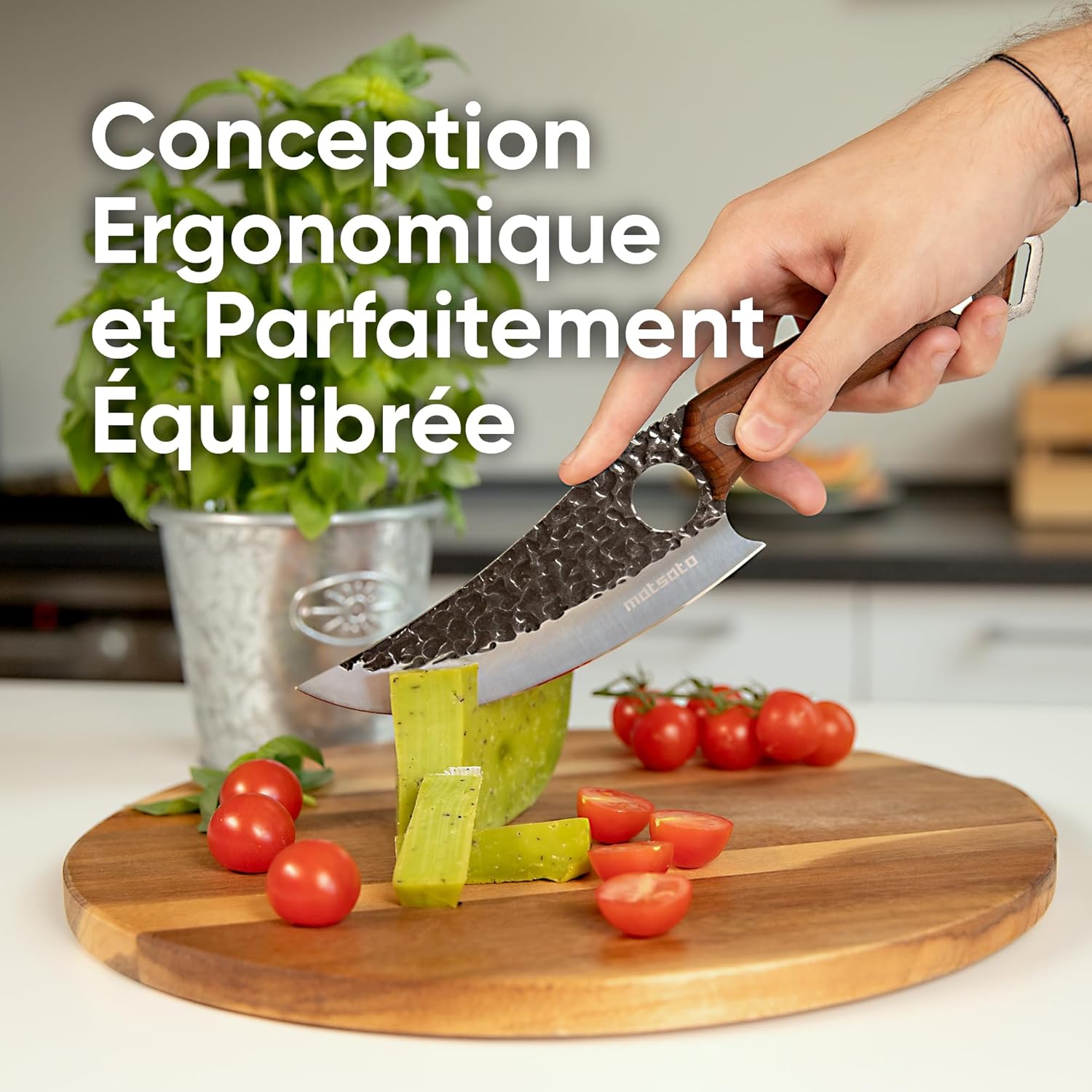 Matsato - Couteau Chef Pro - acier japonais - lame tranchante 20cm