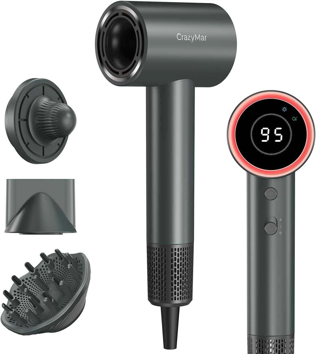 Sèche-cheveux ionique - 180000 tr/min - compact, 4 températures, séchage rapide, protection surchauffe, silencieux