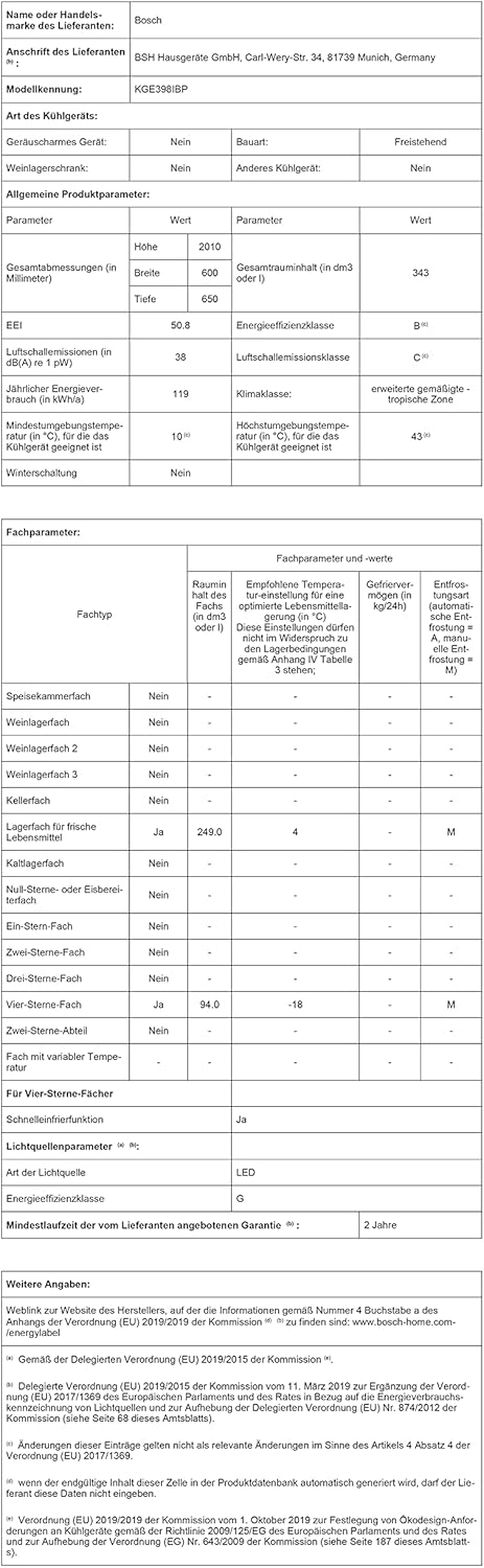 Bosch - combiné Série 6, 201x60cm, inox anti-trace - KGE398IBP