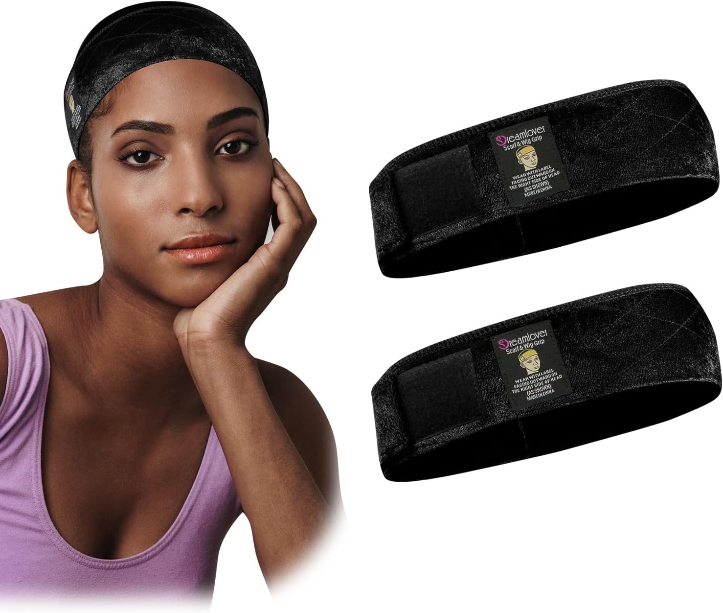 Dreamlover - bandeau antidérapant - 24x4 cm - maintien perruque, lot 2