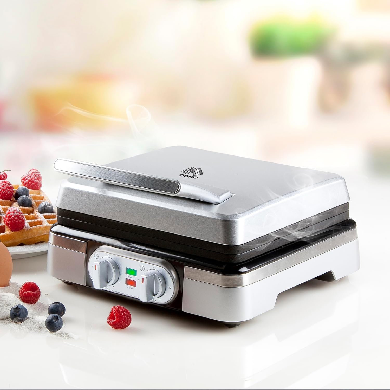 Domo - gaufrier minuterie - 4x7 cm - gaufres belges inox DO9149W
