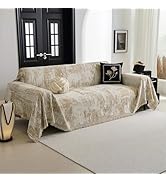 Série de photos montrant des housses de canapé à motifs beiges ou des protège-meubles exposés sur divers canapés à la maison.