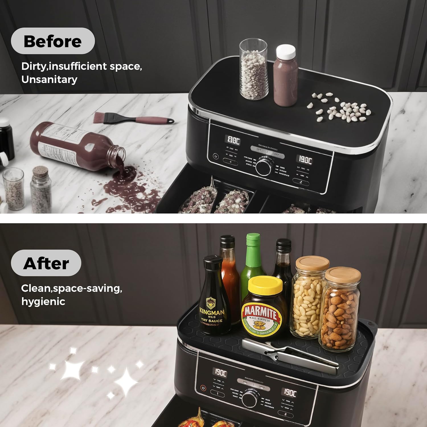 Tapis silicone air fryer - grande capacité - 9,5L-10,4L - antiadhésif résistant - AF500EU AF400EU AF451EU DZ401