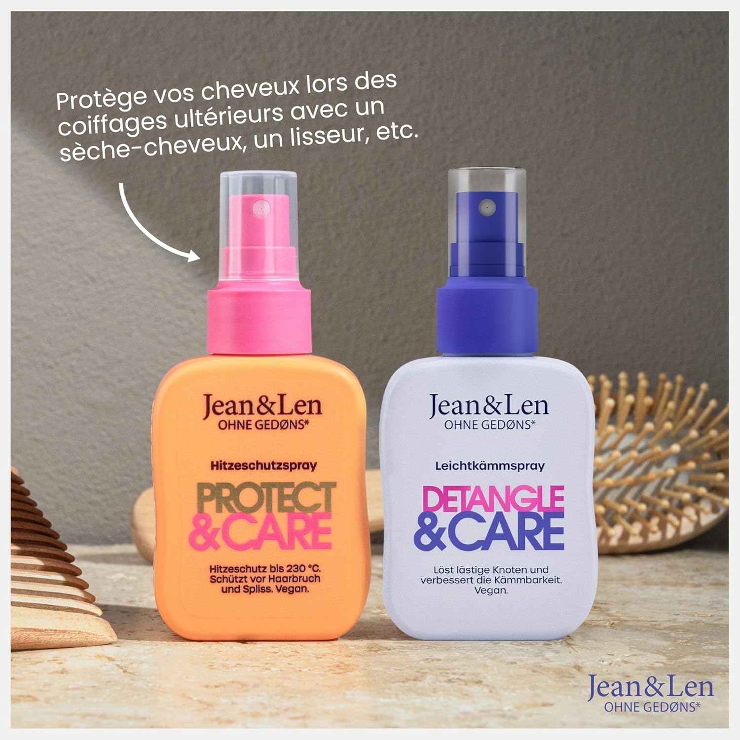 Jean & Len - Spray démêlant Detangle & Care - 100ml - végan, sans silicone, parfum fruité