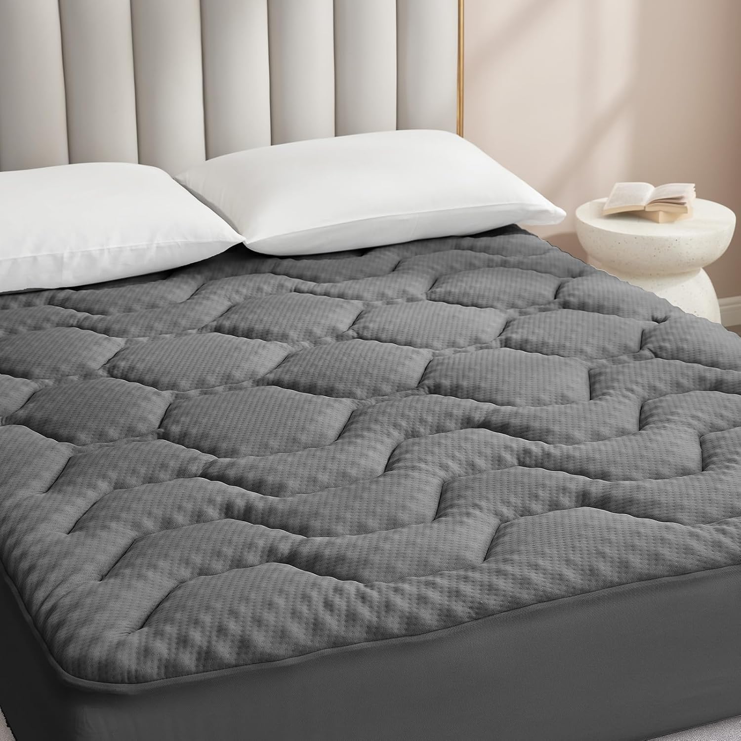 EHEYCIGA - Surmatelas Gris Foncé - 140x200 - mémoire de forme, fibre rafraîchissante, poches profondes