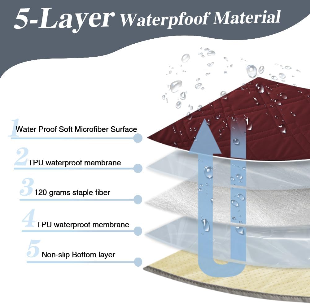 DUJUIKE - housse canapé imperméable antidérapante - 173-208 cm - rouge