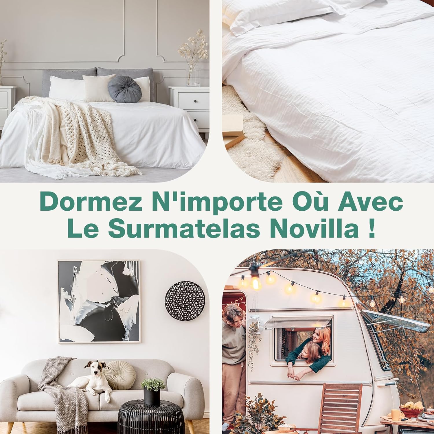 Novilla - Surmatelas Gel Mémoire 80x190 - 5cm, anti-glisse, lavable