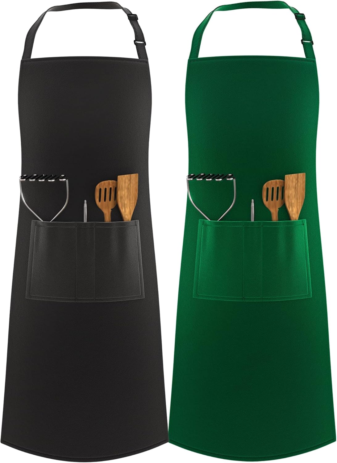 LEFUNDA - Tablier cuisine ajustable, 3 poches, étanche, longues lanières