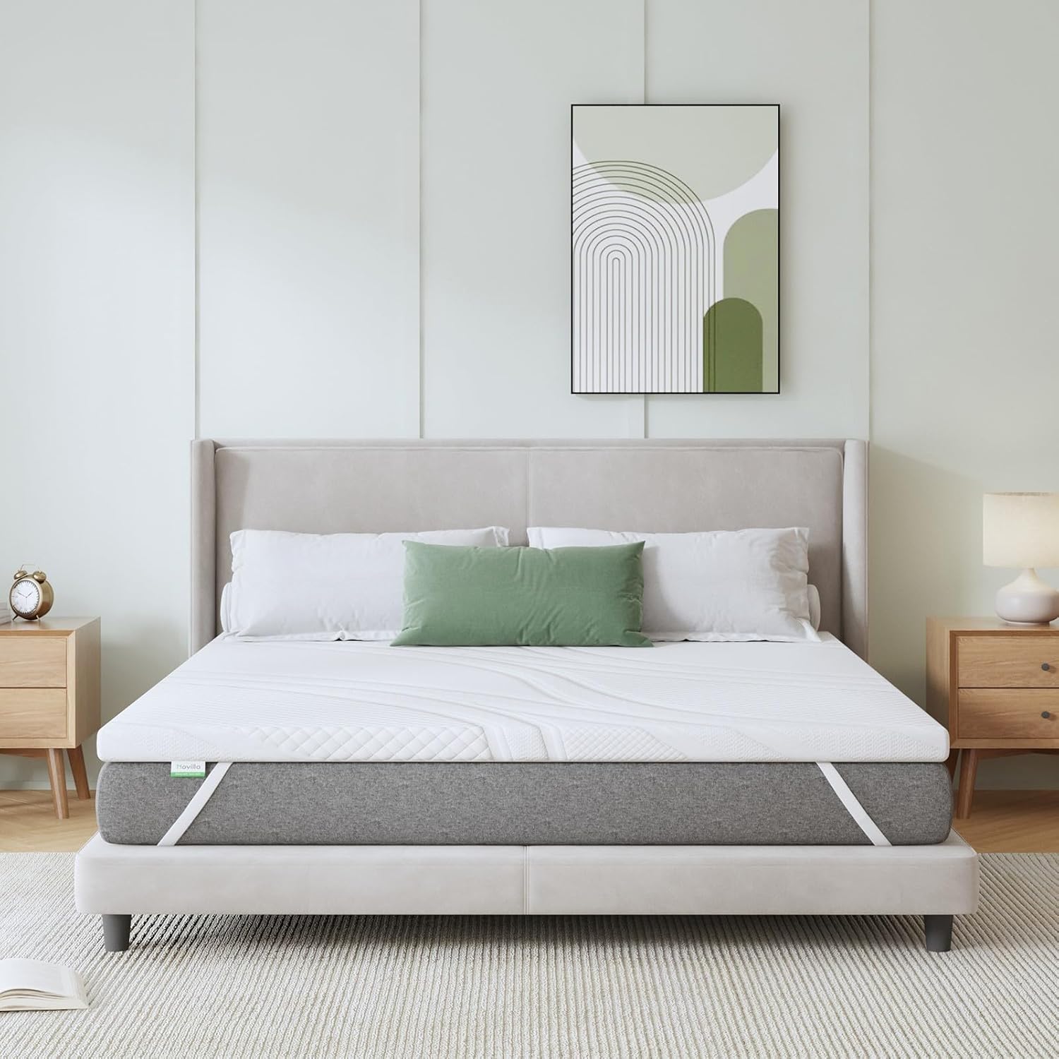 Novilla - surmatelas 135x190 - mousse mémoire gel, doux, antidérapant, lavable