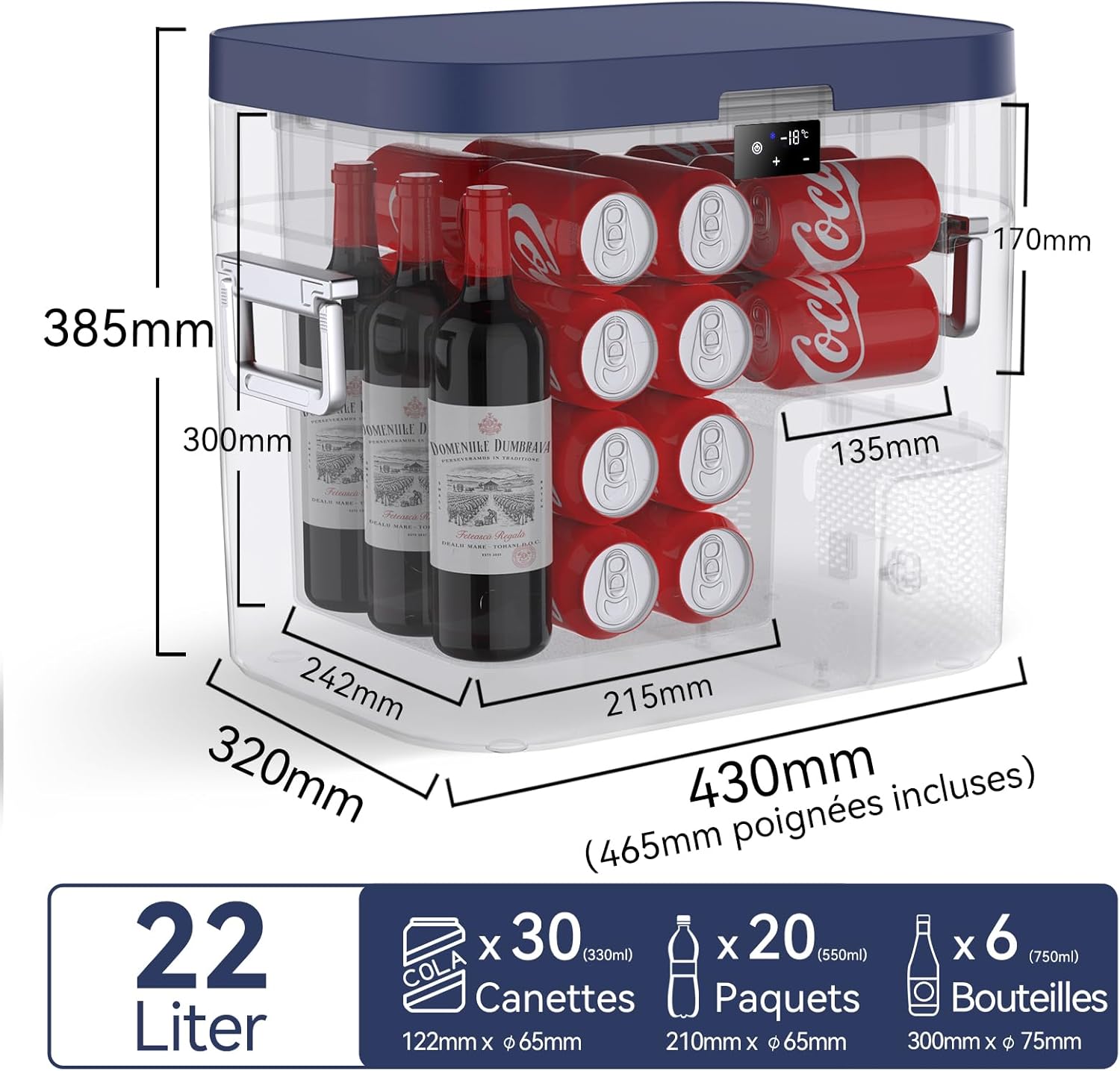 BINGI - Réfrigérateur voiture série compression 22L -18°C à +20°C