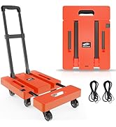 SOLEJAZZ Diable pliable, chariot portable pour déménagement, chariot à bagages de 226,8 kg avec 6 roues et 2 bonde...