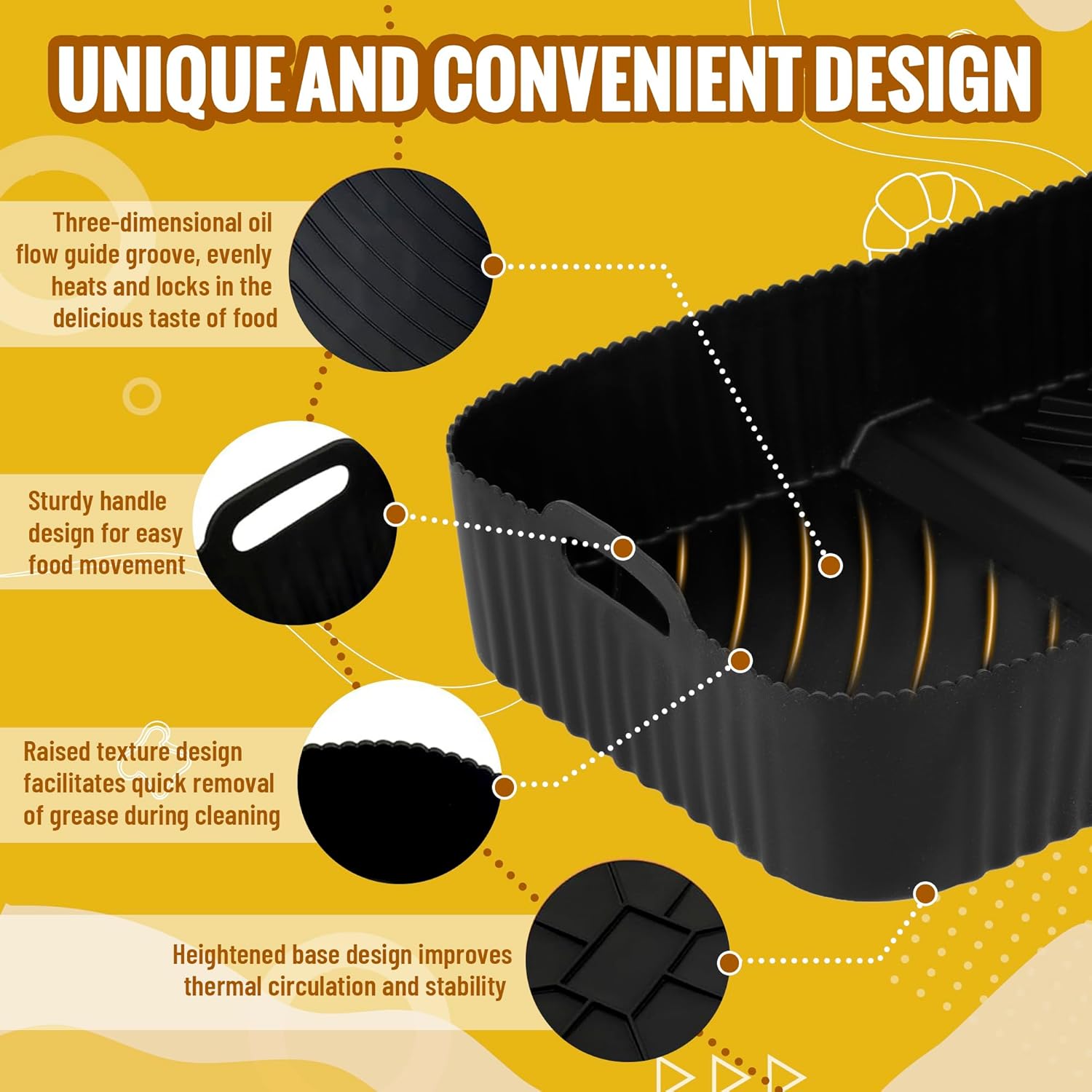 Accessoires Air Fryer silicone - 10,4L - résistant, lot 3pcs - AF500EUCP