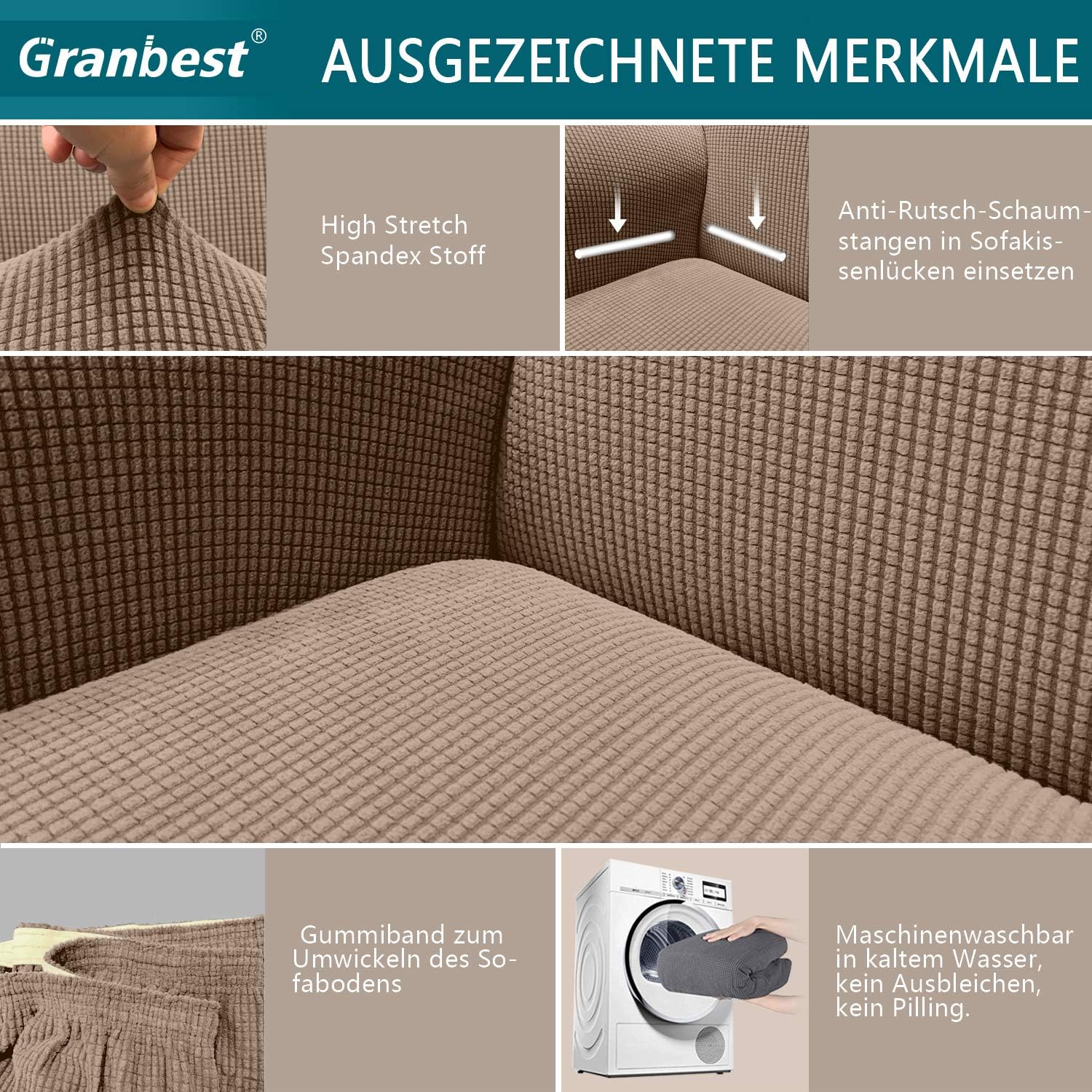 Granbest - housse canapé Jacquard 3 places - tissu extensible, protection animaux