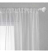 MYSKY HOME Lot de 2 rideaux en voile blanc transparent avec passe-tringle, rideaux pour chambre d'enfant