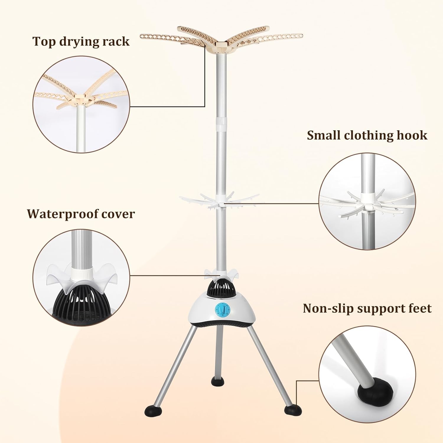 Sèche-linge électrique - 140cm - pompe à chaleur, 2 couches, 1000W, minuterie