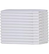 Sweet Needle - Lot de 12 Serviettes de Table de 50 x 50 cm de Couleur Blanche – Aspect Lin de Gra...