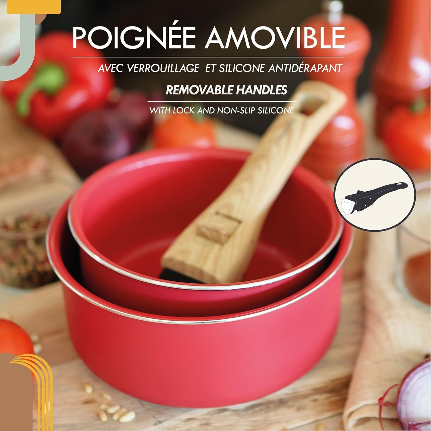 MENASTYL - Colorama - 2 poêles, 2 casseroles, poignée - céramique induction