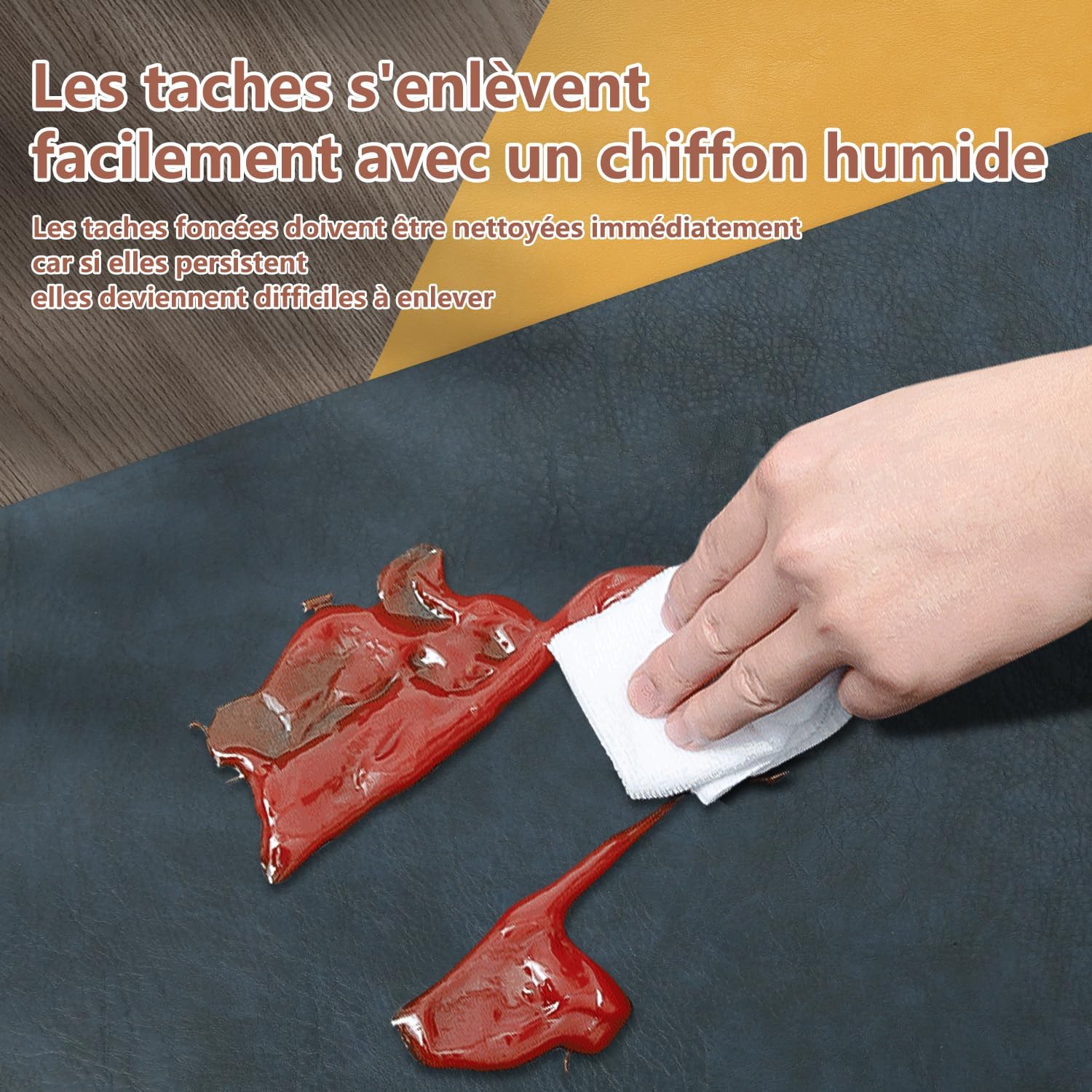 Set de table - cuir PU double face - 43x30cm - lavables et antidérapants