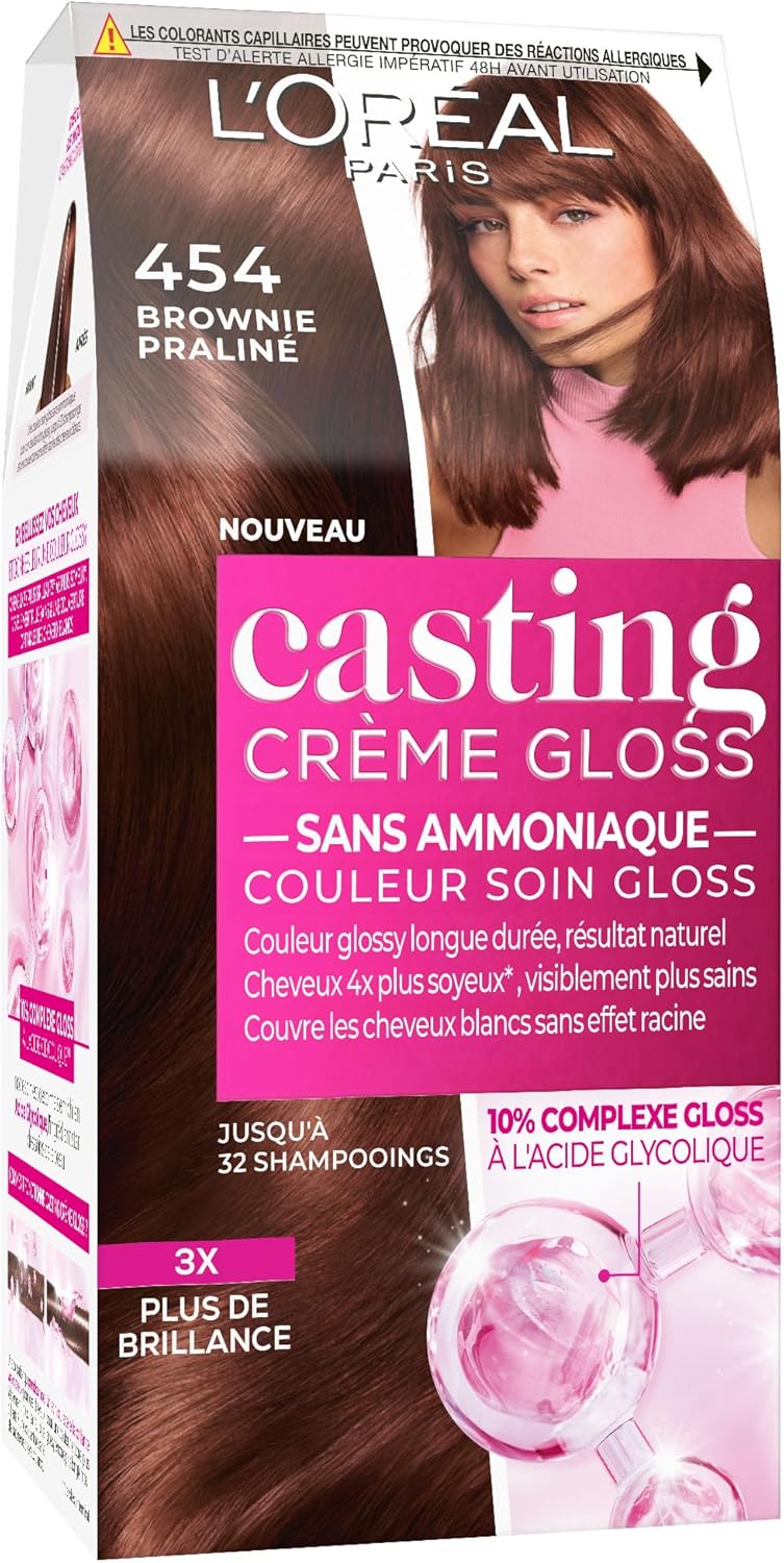 L'Oréal Paris - Casting Crème Gloss - semi-permanent, sans ammoniaque - couleur soin Brownie Praliné, 454