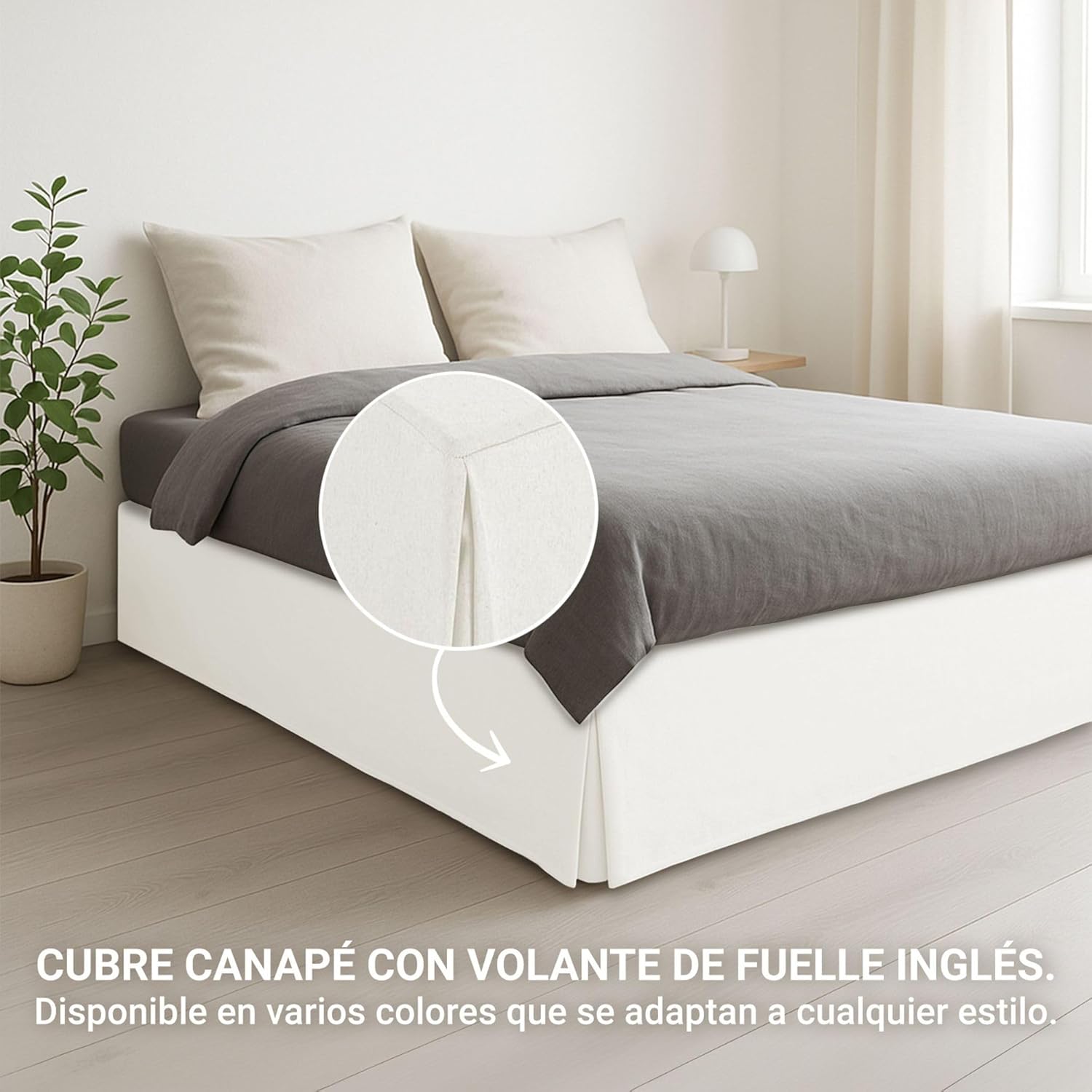 Couvre-canapé lit 150 cm - Taille Faldon - 150x190/200 cm - Blanc, antidérapant, respirant, fabriqué en Espagne