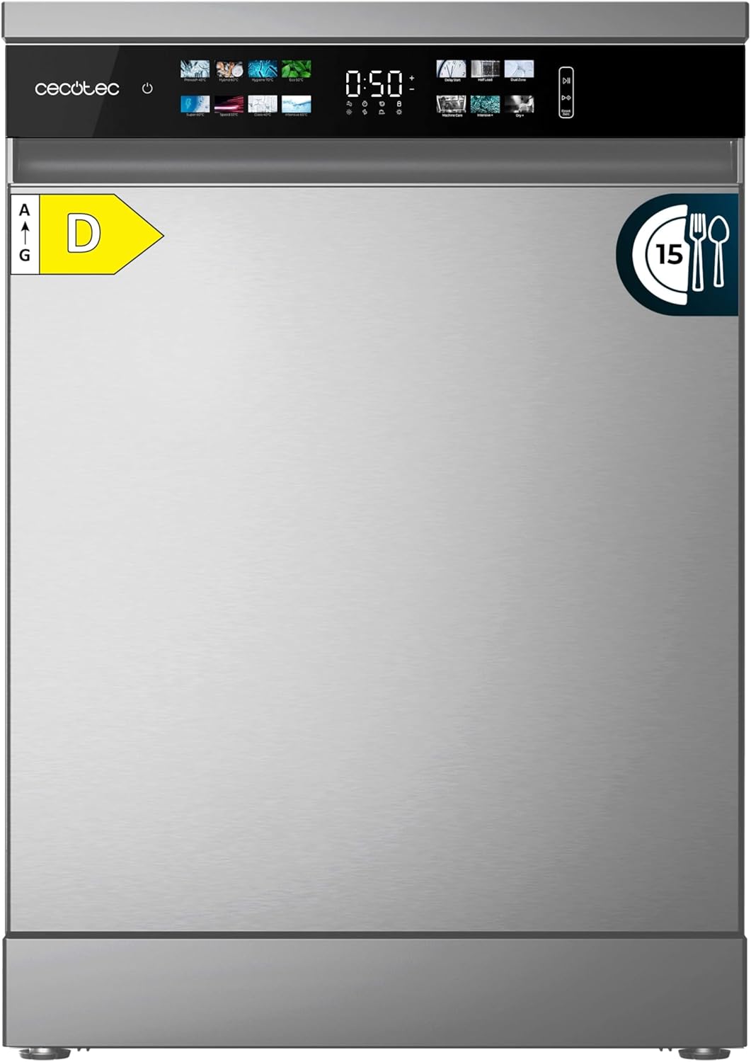 Cecotec - Bolero Aguazero 6210 - 60cm - inox, 15 couverts, écran XXL, 14 programmes D
