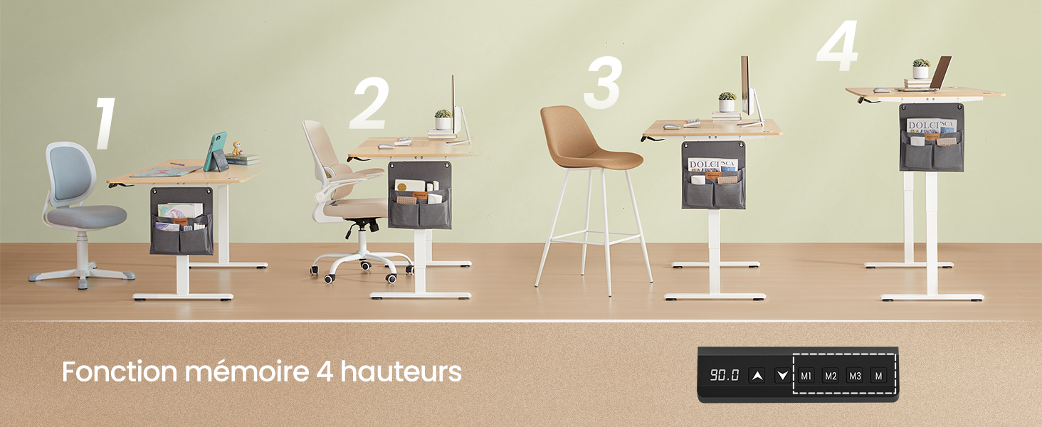 Le texte se lit comme suit : « Fonction matières & hauts ». Bureau ou espace de travail moderne avec un mobilier minimaliste comprenant des chaises et des tables sur des murs de couleur claire.