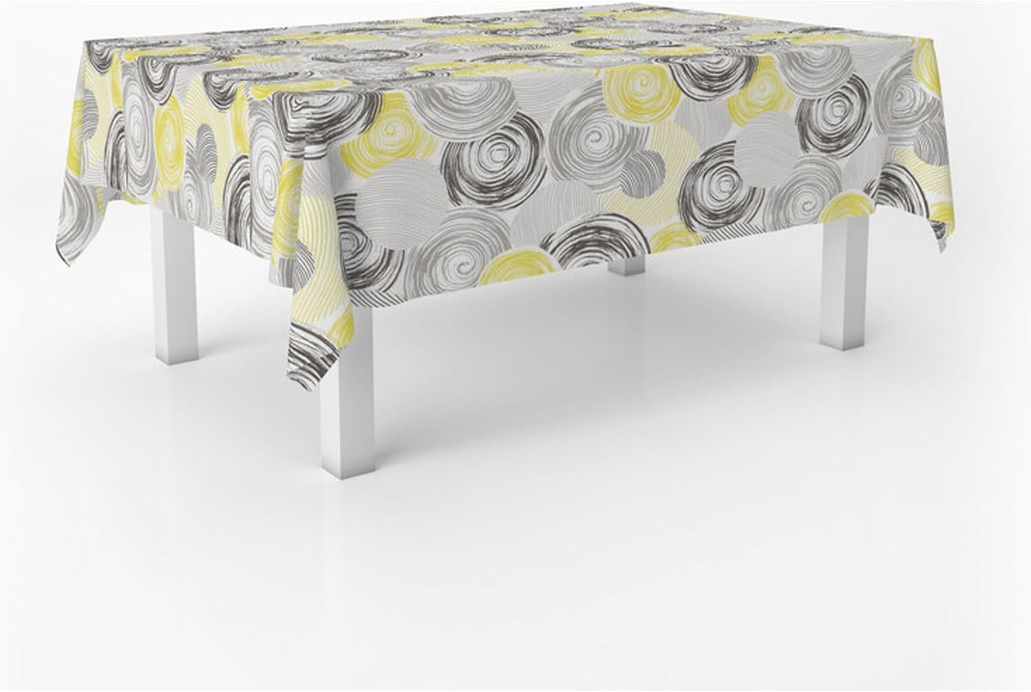 Nappe en toile cirée - rectangulaire 200x140 cm - imperméable, anti-taches, facile d'entretien, Circle Jaune