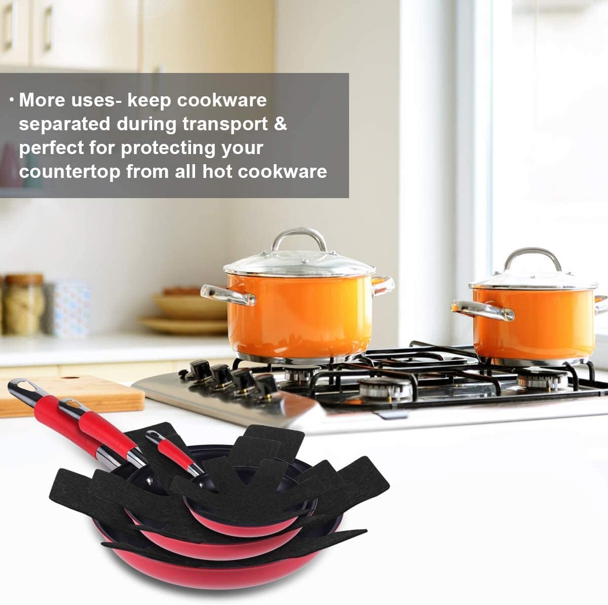 flintronic - Protection Casseroles et Poêles - 38 cm - 8 pièces, protège-surfaces premium