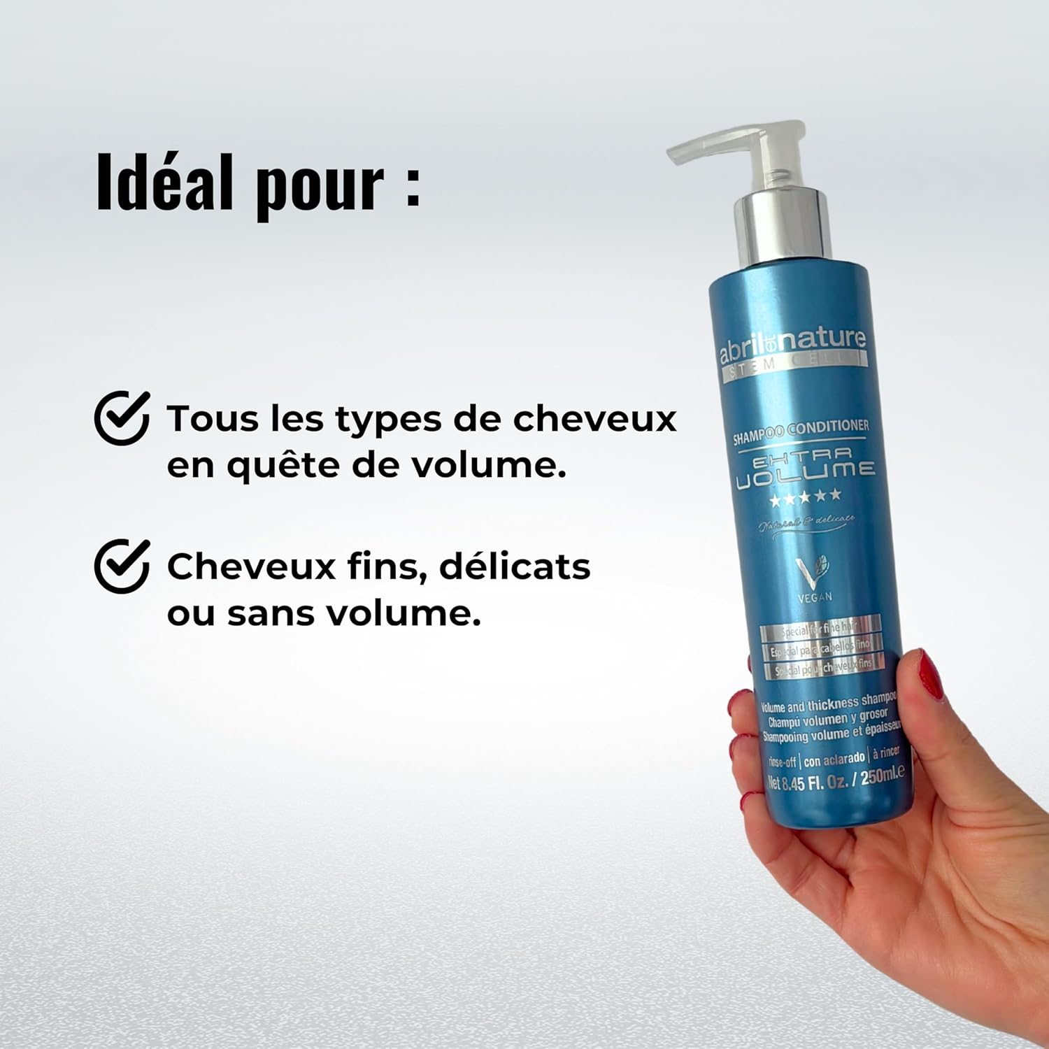 Abril et Nature - Routine Volume Cheveux Fins - 550ml - protection thermique, formule légère, renforce et répare