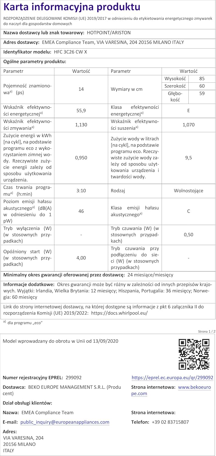 Hotpoint - lave-vaisselle série 3 - 60cm - 14 couverts, 3e panier, inox - HFC3C26CWX