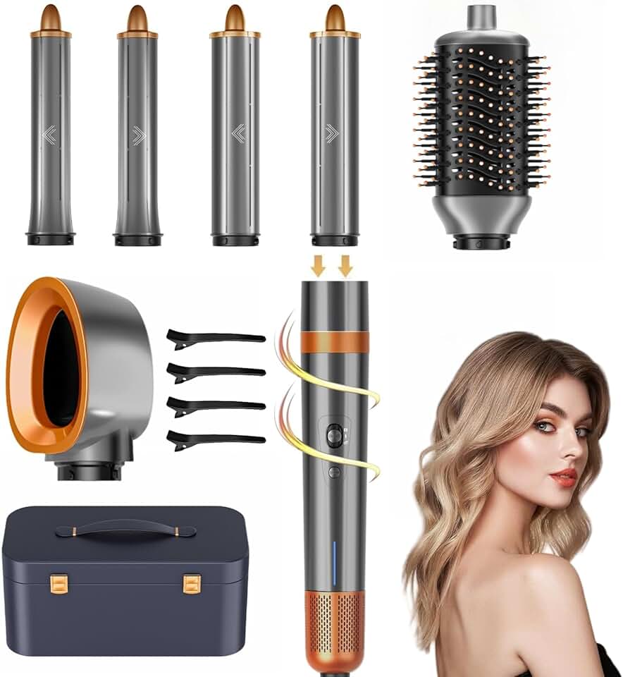 Brosse soufflante 6 en 1, ionique, 120K RPM, auto-boucleur, séchage, lissage