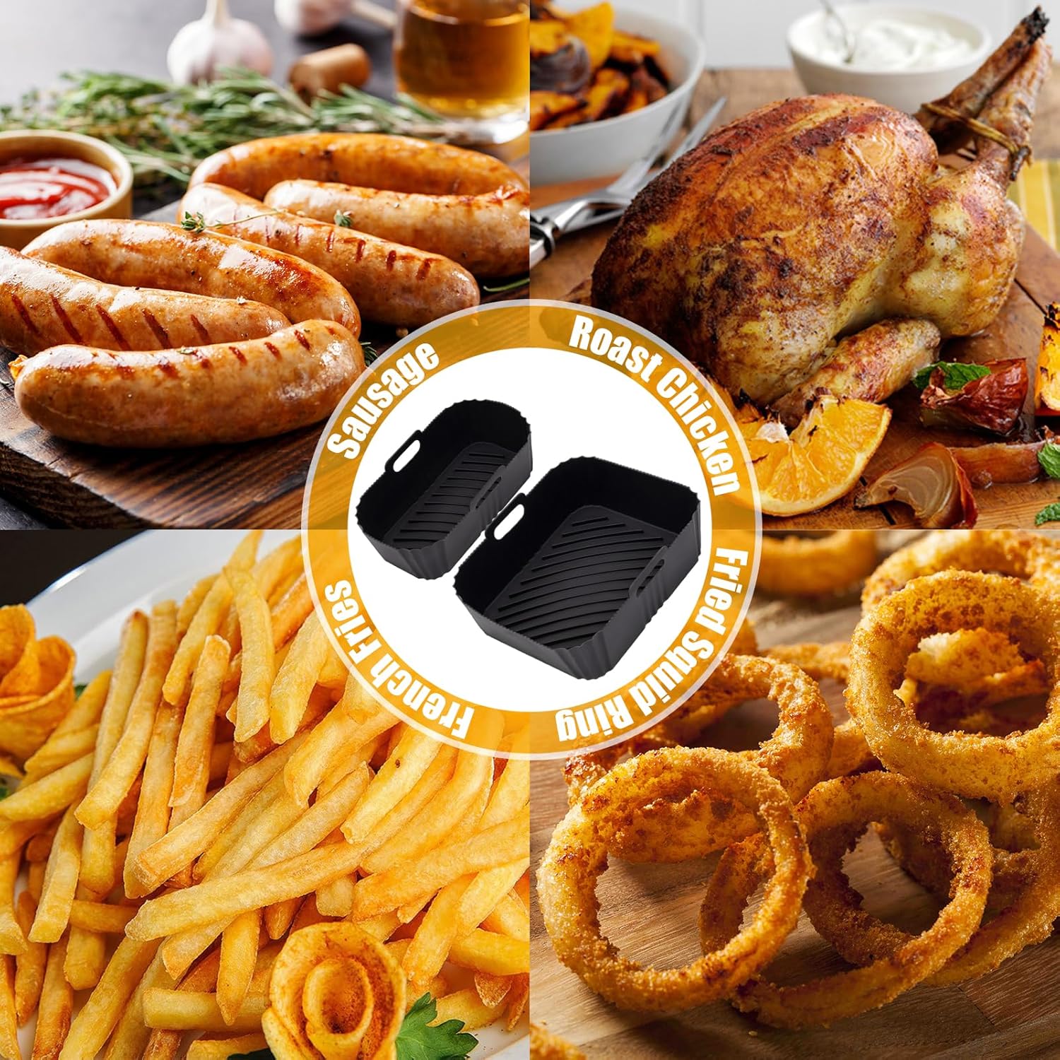 Moule silicone air fryer compatible Moulinex série EZ9018, 5,2/3,1L, réutilisable, accessoires friteuse EZ9018