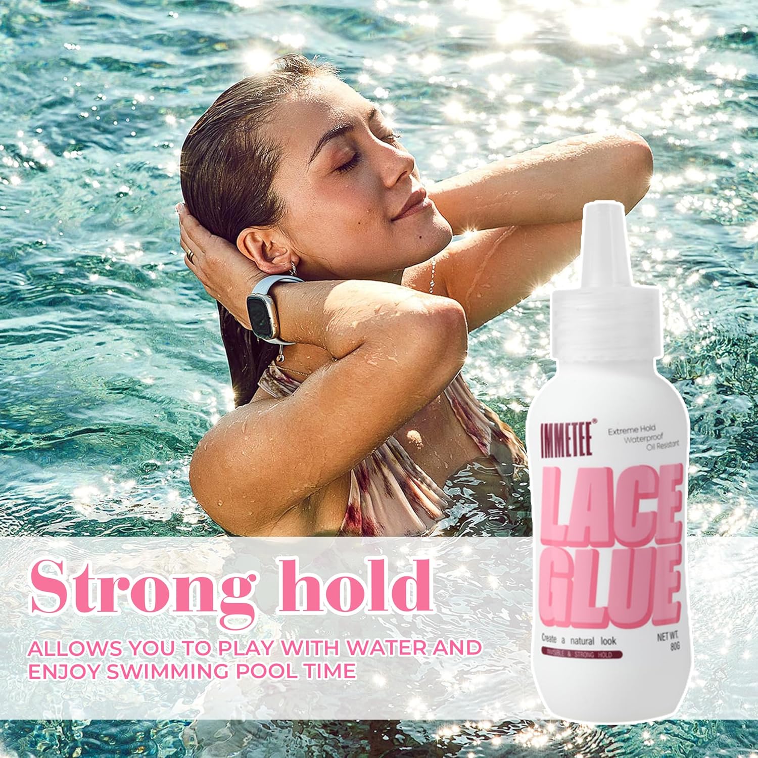 Colle à perruque - adhésif transparent forte tenue - 80g - invisible, remplacement cheveux