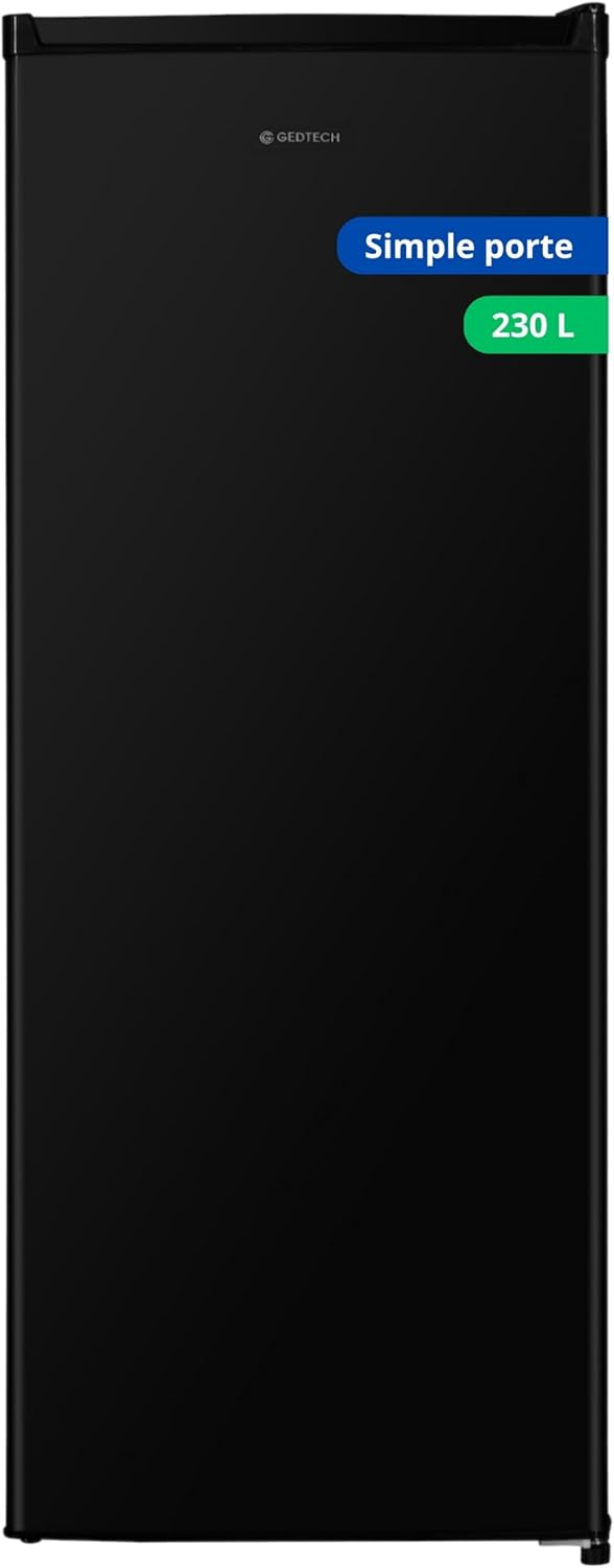 GEDTECH - Réfrigérateur simple, 230L, Classe E, porte noire, GSP230BL