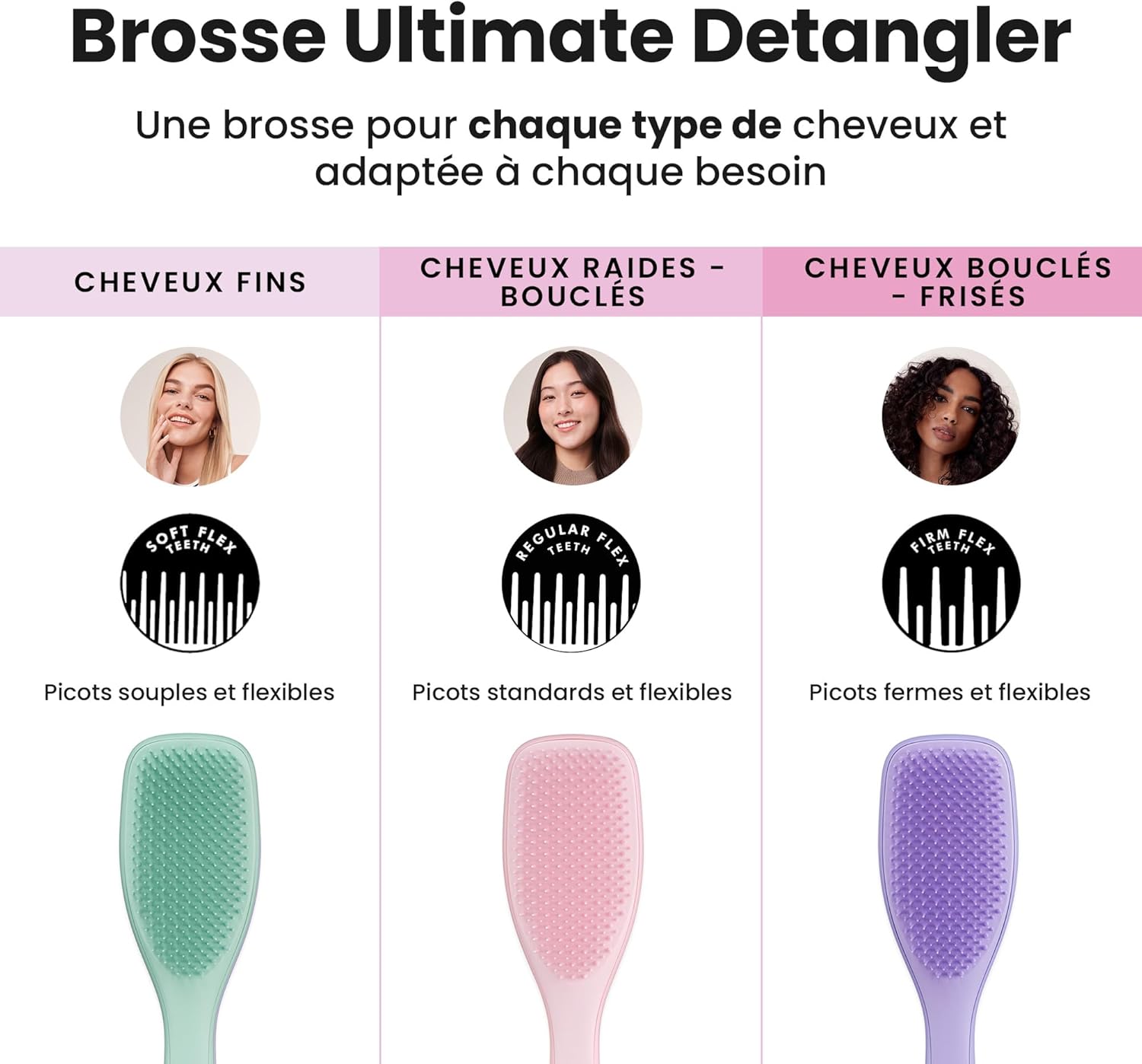 Tangle Teezer - Ultimate Detangler Fins et Fragiles - Brosse cheveux colorés fins, picots souples, réduit casse, bleu sa