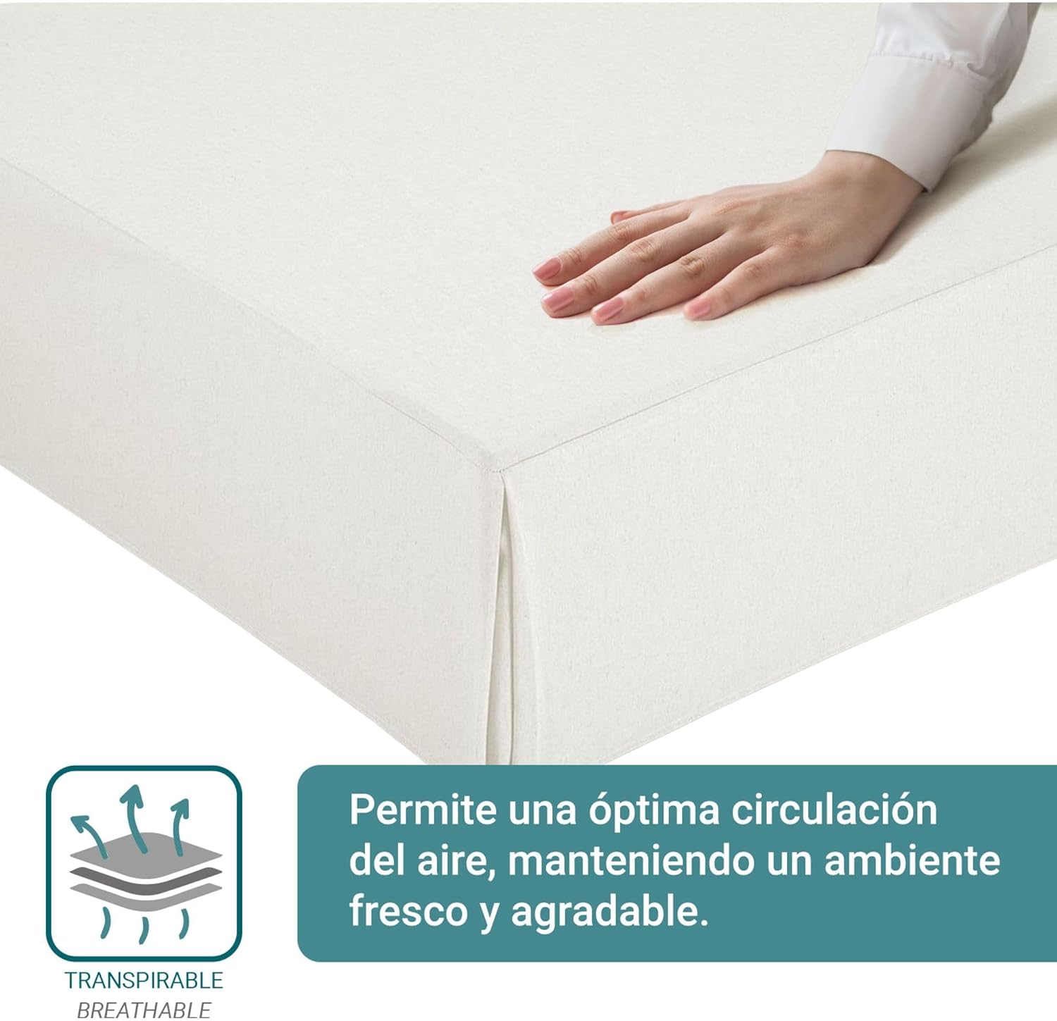 Couvre-canapé lit 150 cm - Taille Faldon - 150x190/200 cm - Blanc, antidérapant, respirant, fabriqué en Espagne