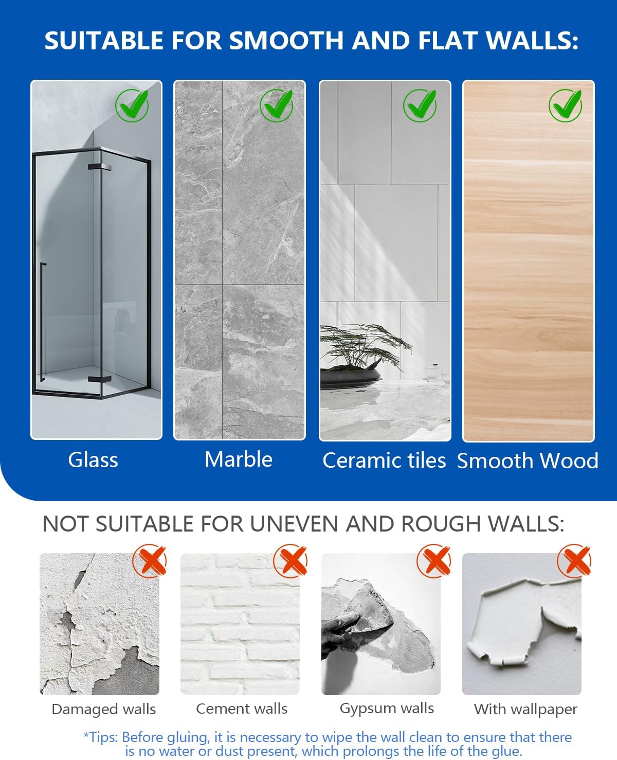 AceMining - Etagere Douche Noir - 3 Pack - Rangement adhésif, crochets, sans perçage